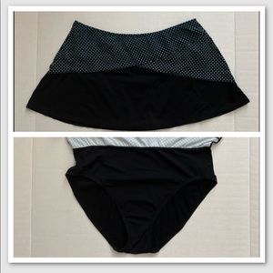 Coco Reef Black green polka dot Swim Bottom Skirt